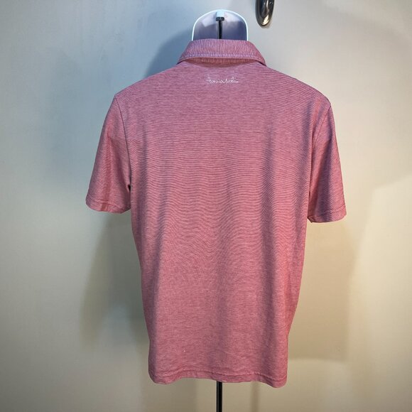 Travis Mathew Men's red and white striped short sleeve golf polo shirt Medium M - Picture 5 of 6